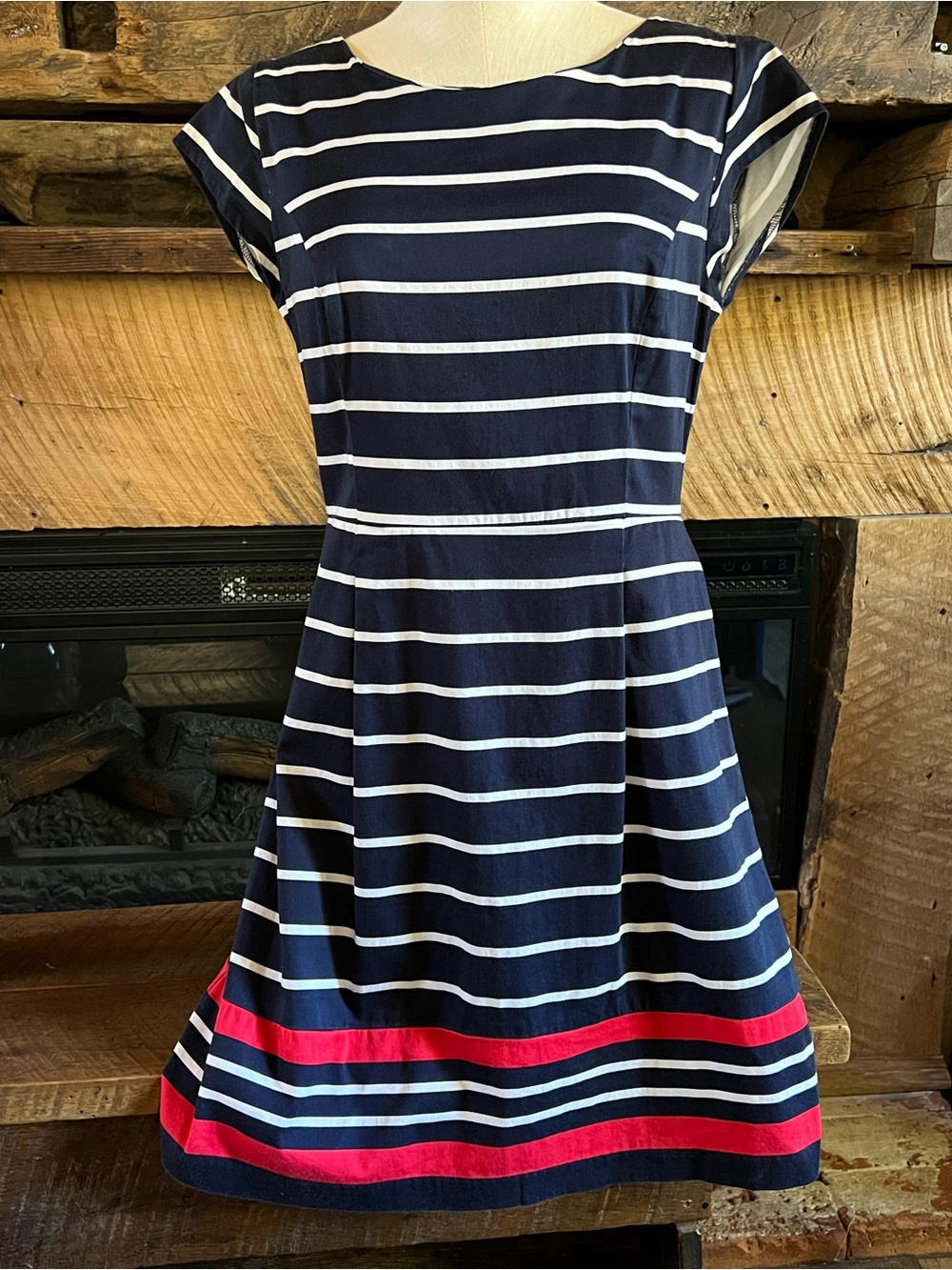 Tommy Hilfiger Dress Size 4 Navy White Red Striped Fit Flare Nautical Preppy